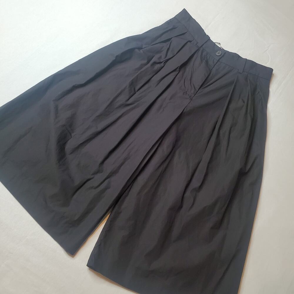 COS Women's Size 6 100% Cotton Wide-Leg Cropped Pleated Culottes Black
